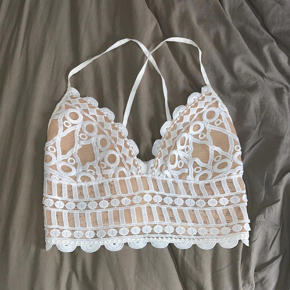 White lace mesh corset bralette